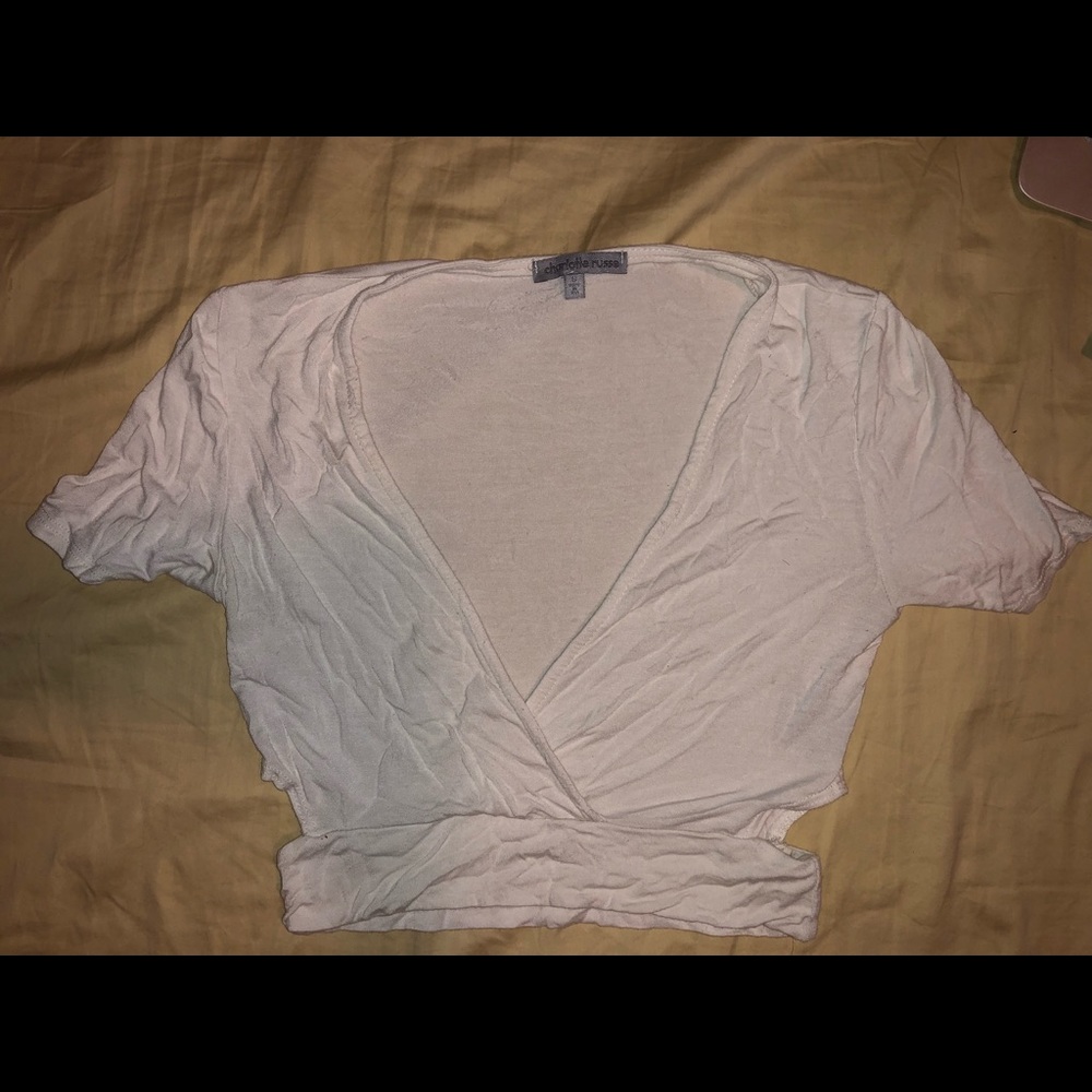 White Charolette Russe Crop Top small